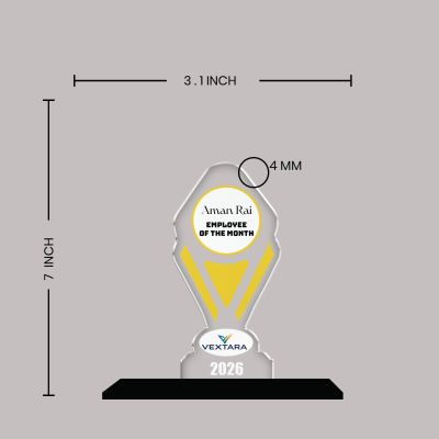 Employee of the Month Trophy Personalized Acrylic Award Trophy Custom with Name Achievement Award for Employee, Corporate Recognition Thankyou Gift for Employee